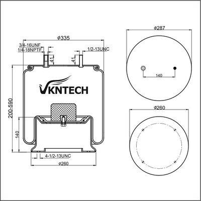 TRAILER AIR SPRING NEWAY 90557125 (AR-80-9) (AR-80-9WST)  Firestone W01-358-9134 1T19L-9 replaced by VKNTECH 1K9134