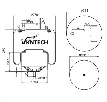 RESORTE DE AIRE PARA CAMIÓN COMERCIAL REEMPLAZADO NISSAN TRL-220SCM VKNTECH 1K6838 PARA CAMIÓN JAPONÉS NISSAN TRL-220SCM VKNTECH 1K6838