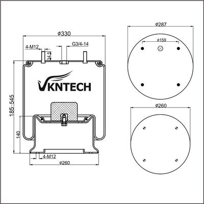 CÁMARA DE AIRE SUSPENSIÓN HENDRICKSON AM136346 Firestone W01-358-6346 SUSTITUIR POR VKNTECH 1K6346