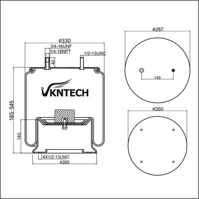 RESORTE NEUMÁTICO PARA CAMIÓN HENDRICKSON B-3144 NAVISTAR 554773C1 NEWAY 90557010 Contitech 4810NP03 2st 11 10.5-17 A 317 Firestone W01-358-9121 1T19L-7/F-7 reemplazado por VKNTECH 1K9121