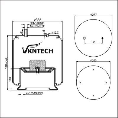 RESORTE NEUMÁTICO DE REMOLQUE NEWAY 90557163 Contitech 11 10.5-19 A 508 Firestone W01-358-8779 1T19L-9 reemplazado por VKNTECH 1K8779