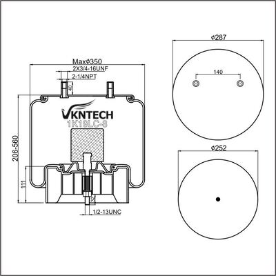 RESORTE NEUMÁTICO PARA REMOLQUE HENDRICKSON S-237484 Contitech 11 10.5B-18 P 743 Firestone W01-358-8093 reemplazado por VKNTECH 1K8093